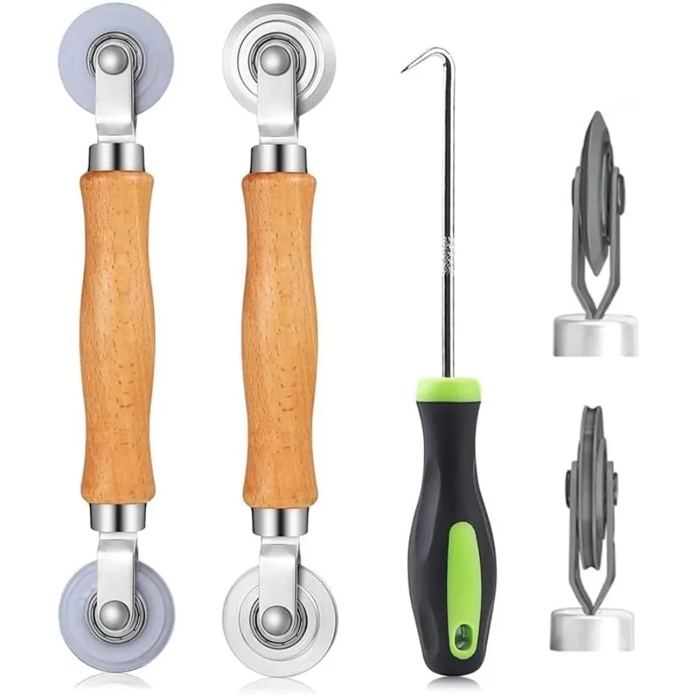 3pcs Mosquito Net Roller Tool Set Wooden Nylon Roller Hook Yarn Changer Screen Repair Kit for Installing Door and Window Screens