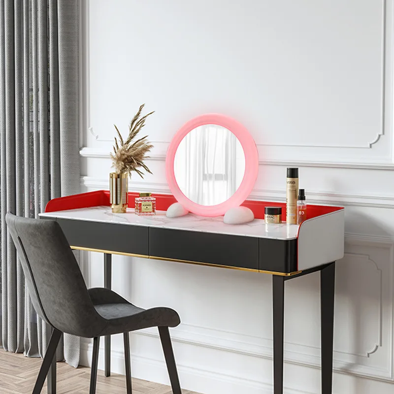 REAQ Rechargeable Makeup Mirror With LED Light Rotational Molding Plastic Finish Home Table Mirror With Remote Control