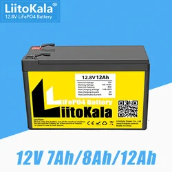 LiitoKala 12.8V 7Ah 8Ah 12Ah LiFePO4 fosforan litowo-żelazowy akumulator do lokalizator ryb, skutera, światła, samochód zabawka