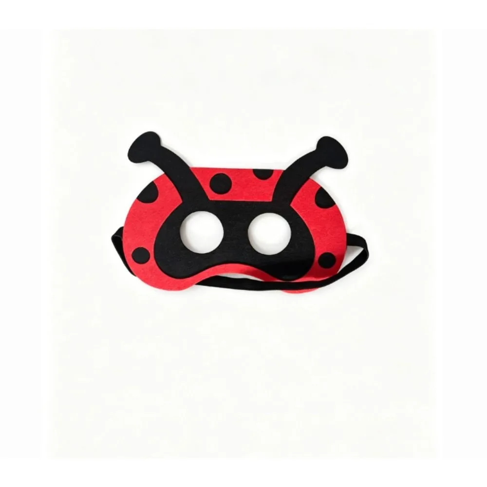 PESENAR Cute Ladybug Felt Eye Mask, 3D Antenna Red Black Spotted Cosplay Mask, Perfect for Halloween, Themed Parties & Cosplay E