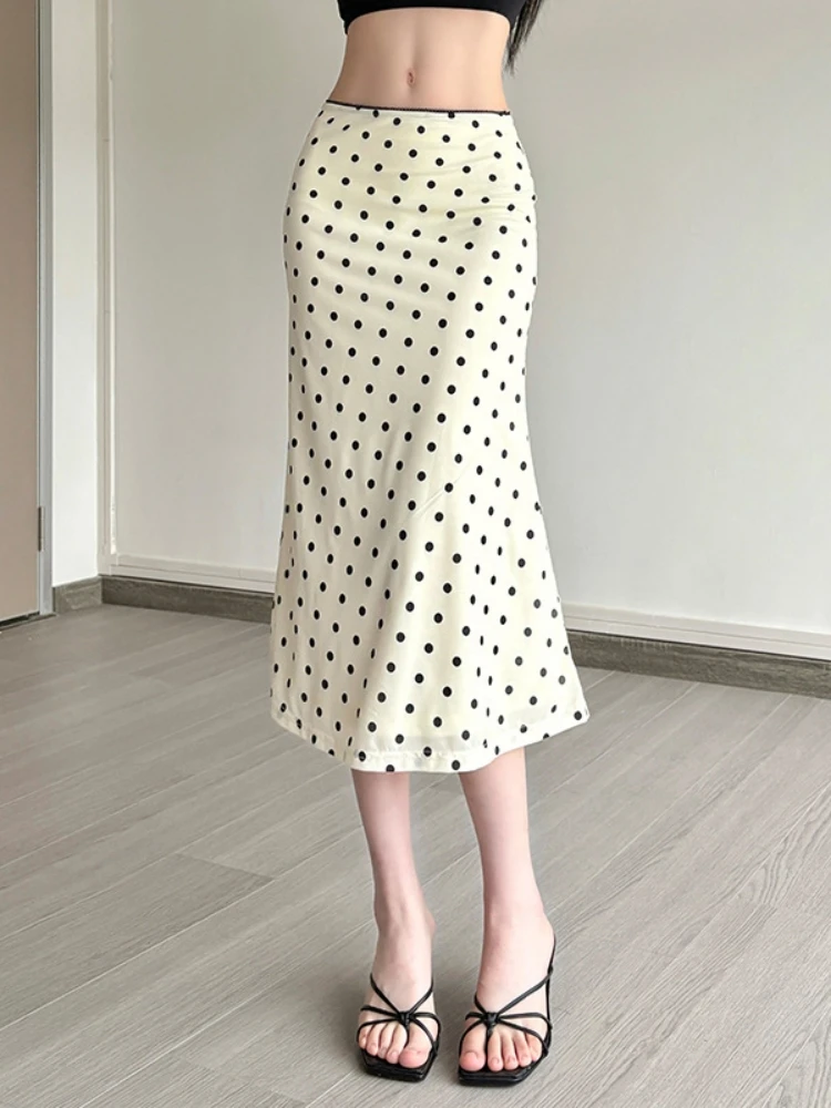 

Dot Printing Long Skirts For Women Streetwear High Waist Faldones Para Mujer Y2k Clothes Bodycon Jupe Longue Femme Summer Dress