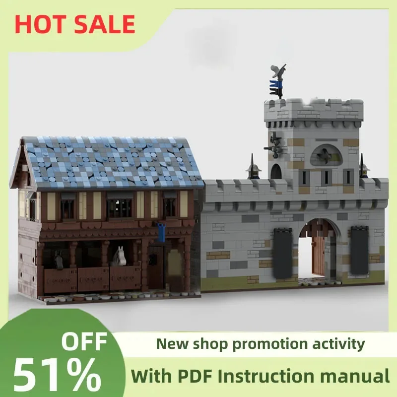 

Новый 2843 шт. Moc, европейский средневековый шлюз с видом на улицу и штабелирование, модель замка, креативные идеи «сделай сам», детские игрушки, подарок на день рождения, блоки