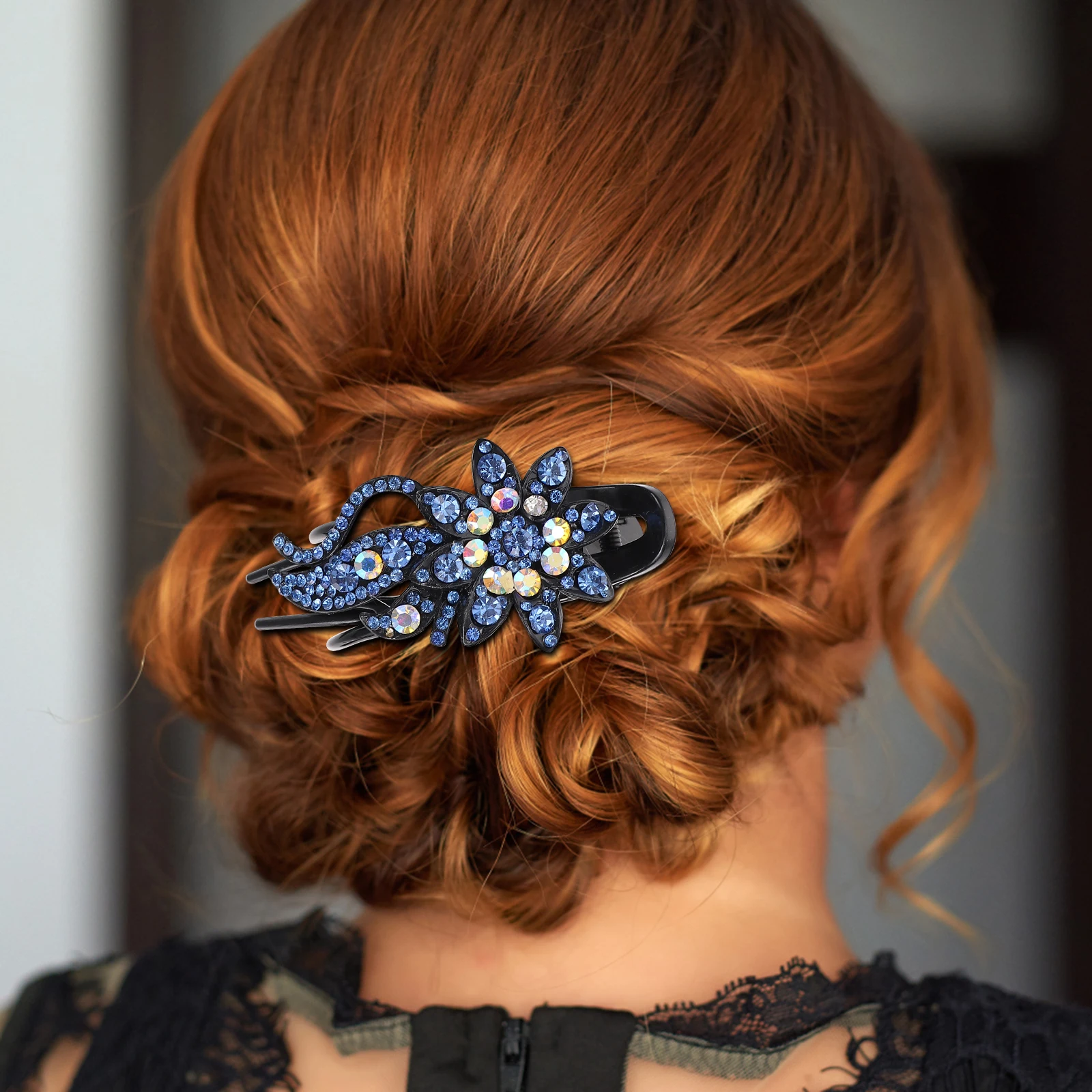 

4Pcs Non-Slip Rhinestones Flower Duckbill Clips Hair Claw Elegant Party Daily Wear Gift Hair Clip Duckbill Clip