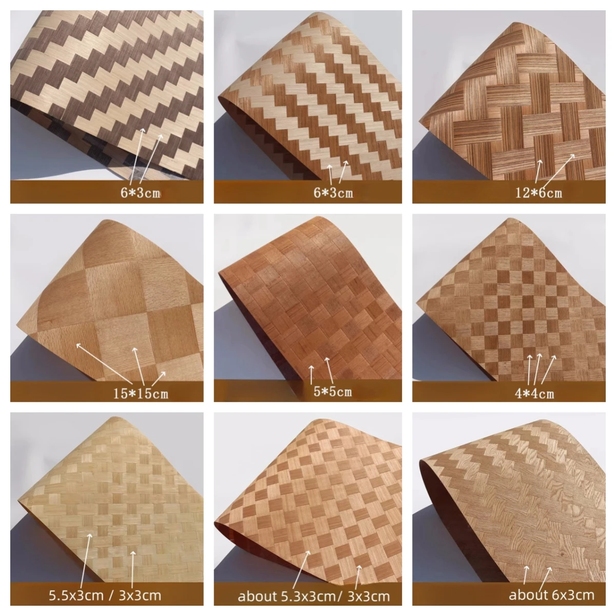 

Natural Braided Wood Veneer with Fleece Backing, Woven Marquetry Parquet Sheets, Ideal for Furniture, Home, Hotel Decor