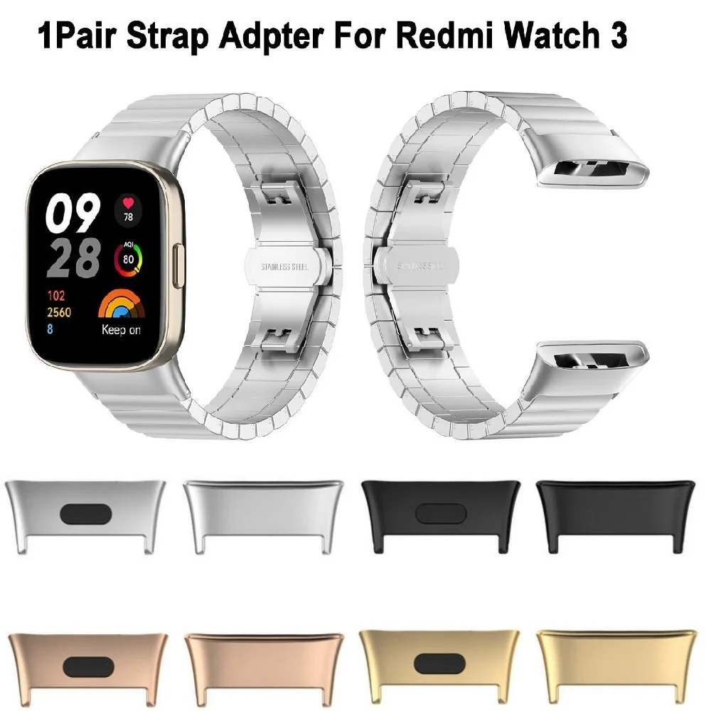 2Pcs 20mm Watch Band Connector For Redmi Watch 3 Metal Strap Adapter Smartwatch Wristband Adapter Black Silver Gold Rose Gold