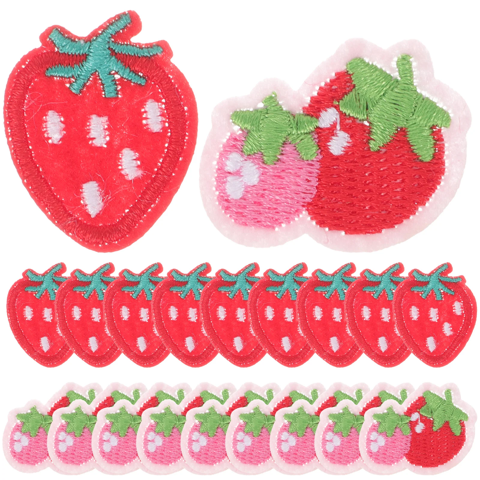 20 Pcs Ironing Clothes Patches Daisy Seeds Decorate Clothing Applique Strawberry Embroidered Non-woven Fabric Supply Child