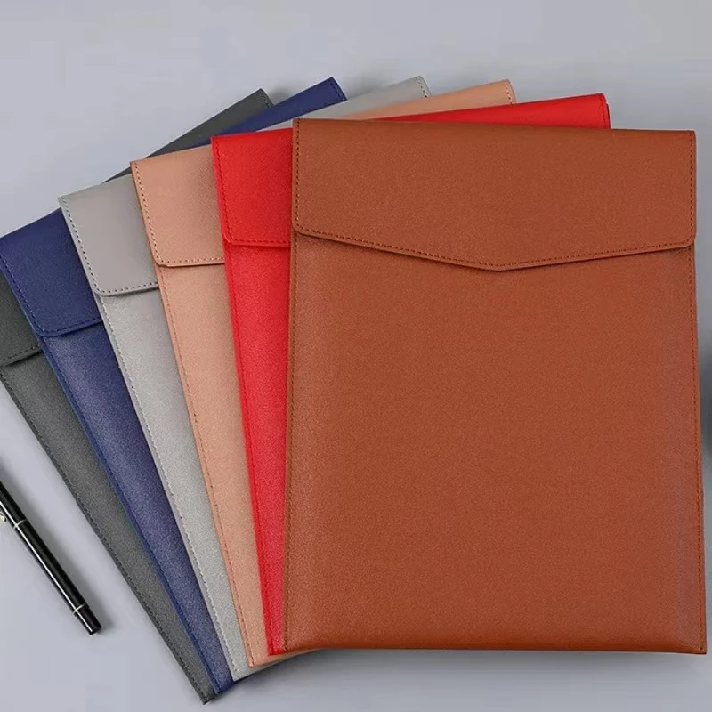 

A4 Leather File Folder Large Capacity Simple Document Bag Fashion Briefcase for Business Office Paper Organizer Bill Contract Da