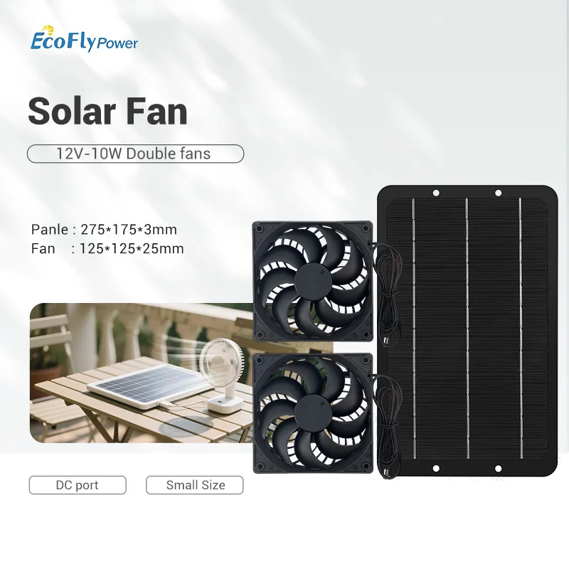 Solar Powered Fan Exhaust Fan12V10W 6V16W Waterproof Dual Exhaust Fan Air Extractor For Camping Greenhouse Kitchen Animal House