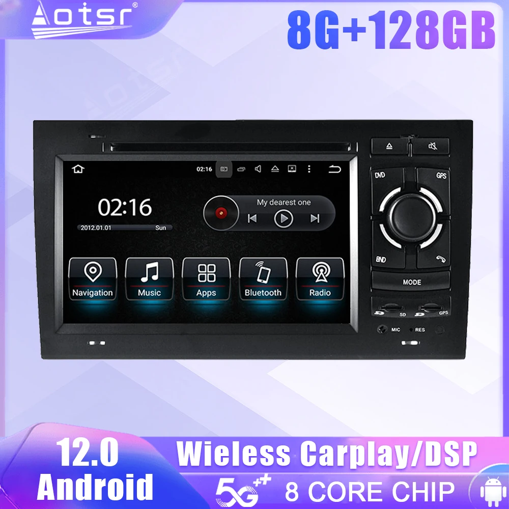 

128G для Audi A4 2002 2003 2004 2005 2006 2007 2008 Автомобильный радиоприемник Carplay Мультимедийный видеоплеер GPS Auto Navi Стерео DVD головное устройство