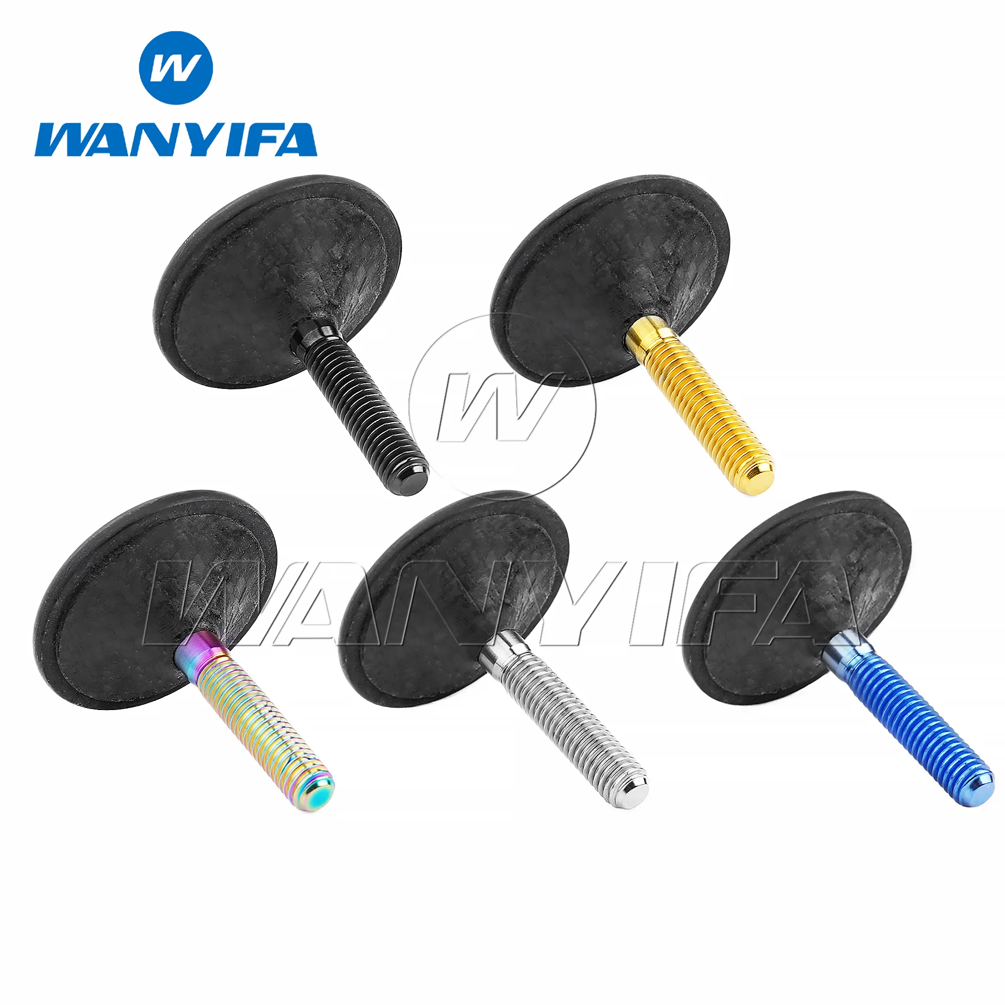 Wanyifa Titanbolzen M6x35mm + 1 1/8" 3K Carbonfaser Glänzende/Matte Rennrad-Mountainbike-Lenkervorbau-Oberkappe