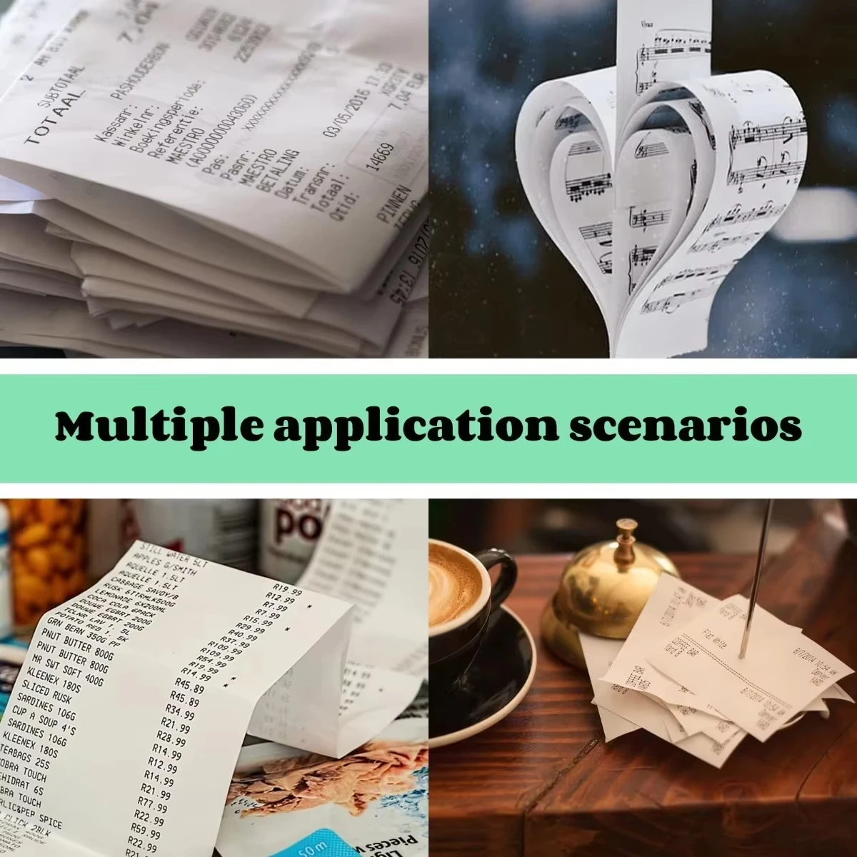 Versatile White Grey Thermal Paper 57x30mm - Non-Adhesive, BPA-Free, Fade-Resistant for Portable Printers/Logs