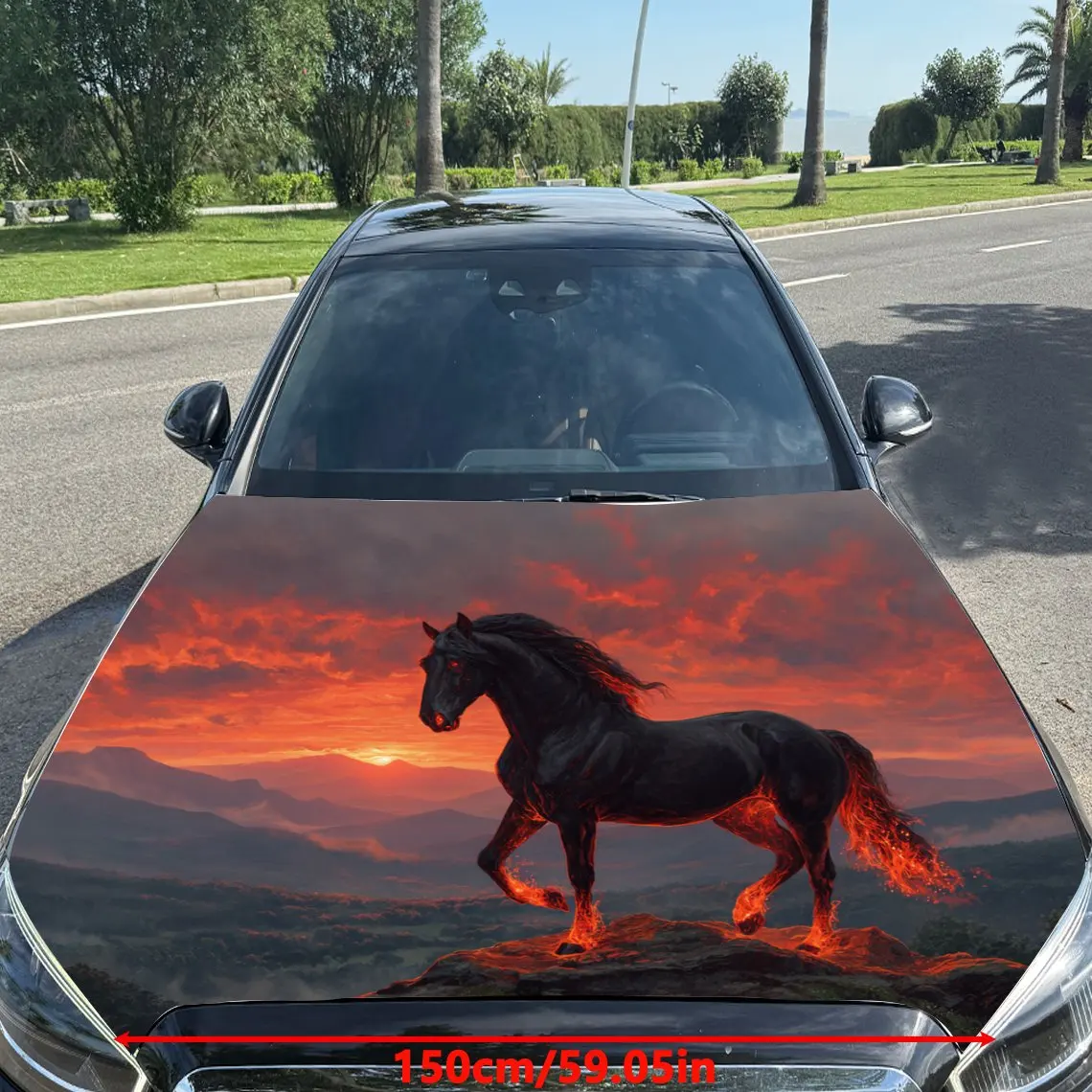 Galloping Horse Pattern car hood stickers, waterproof self-adhesive, scratch resistant, easy to stick, durable car PVC stickers,