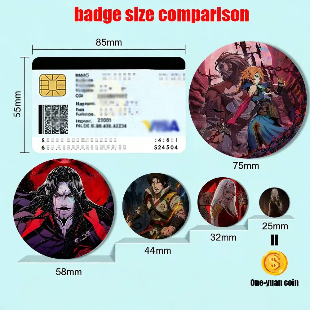 Rose Belmont Castlevania Badges Badges On Backpack Jacket Cartoon Round Brooches  Acrylic Button Pins Collection Gifts