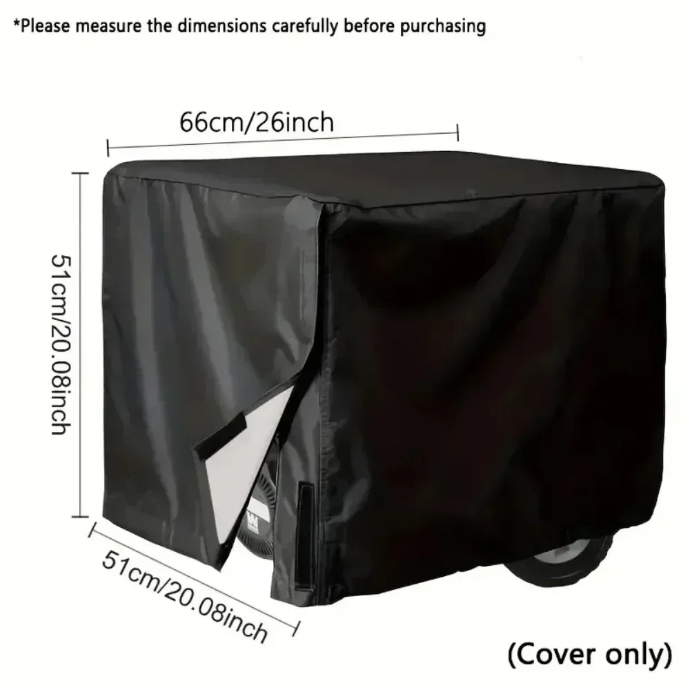 The Durable and Versatile Generator Cover Is Suitable for Most Models with Power Ranging from 5,000 to 10,000 Watts, in Black.