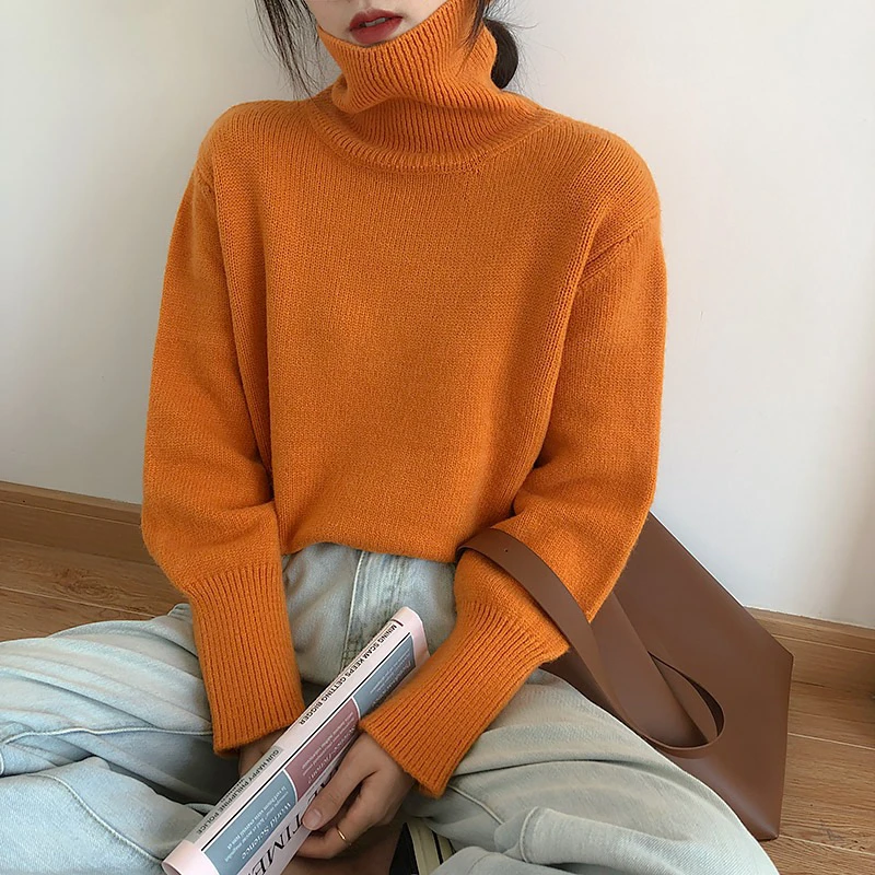 Autumn Winter Women Knitted Turtleneck Wool Sweaters Jumper 2023 New Fashion Casual Basic Pullover Batwing Long Sleeve Loose Top