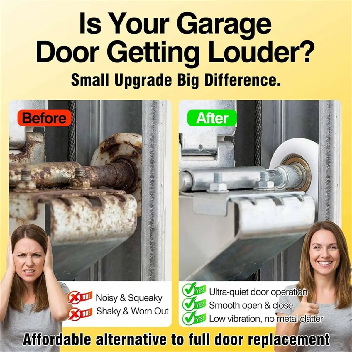 10 Pack Garage Door Rollers Replacement, Garage Rollers with 6200-Zz Dual Sealed Bearings, for Residential Garage Doors