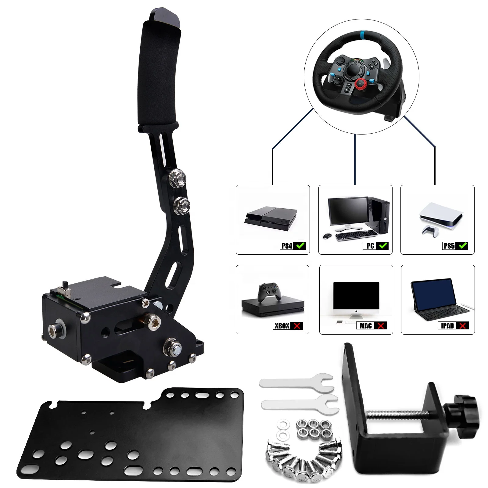 

16Bit Black Aluminum USB Handbrake for SIM Racing Game G29 FANATECOSW DIRT RALLY Professional Game Equipment