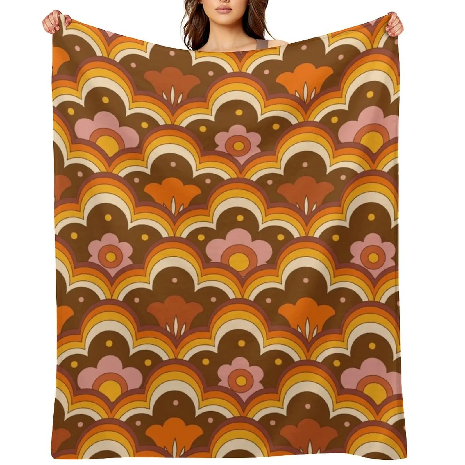 

70s 60s retro Psychedelic Flower Power, Floral Pattern Throw Blanket Retros blankets ands Soft Beds Soft Plush Plaid Blankets