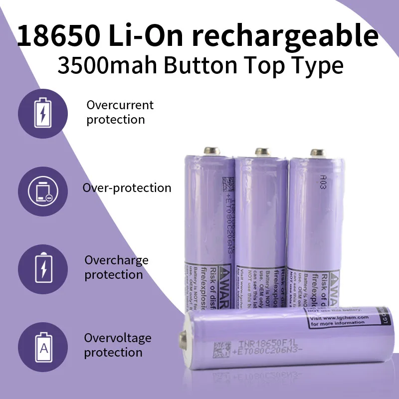 18650 Li-On rechargeable 3500mah Button Top Type Tool battery cells can be assembled