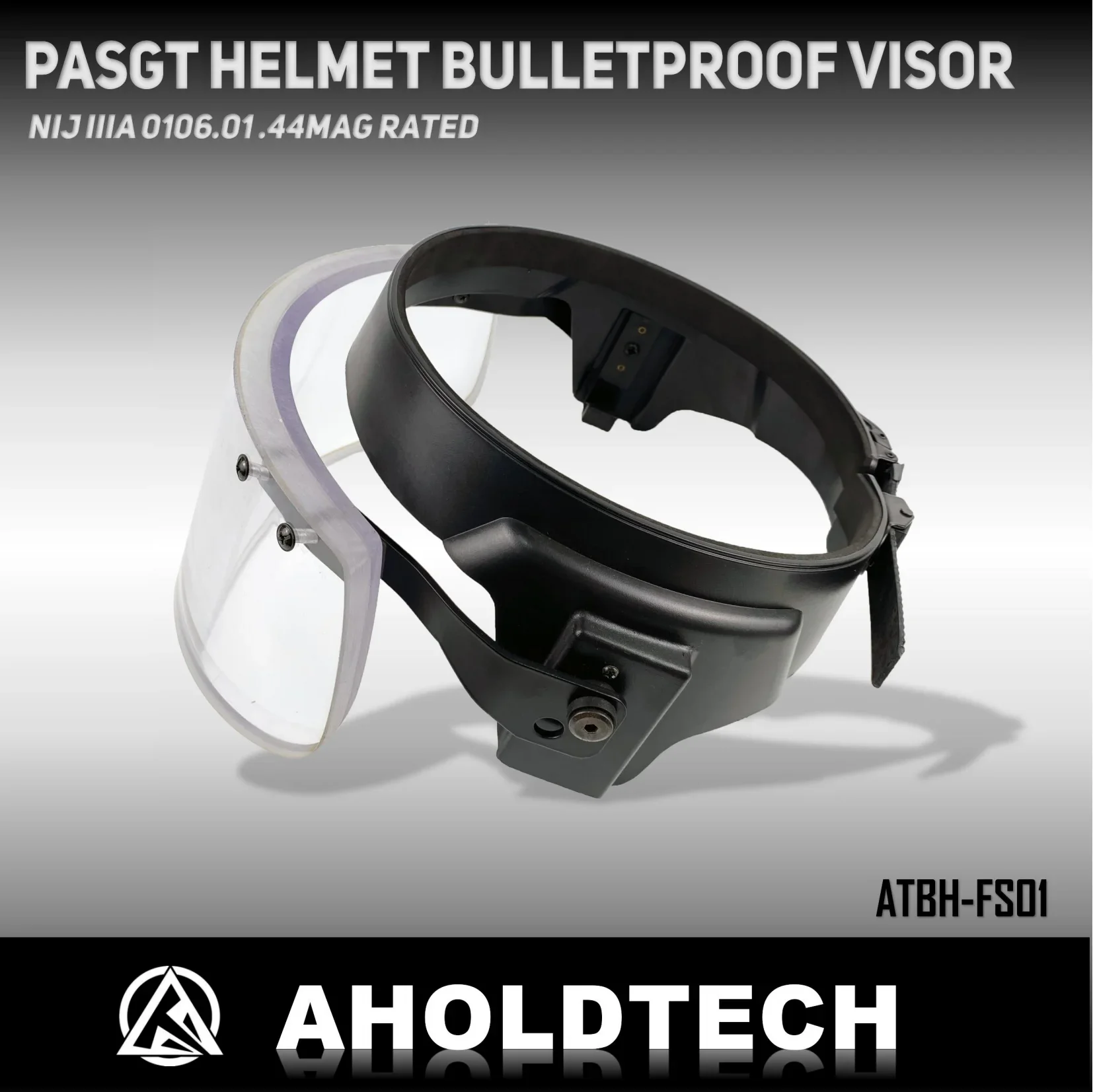 Aholdtech Bulletproof Face Shield NIJ IIIA Tactical Bulletproof Visor FAST MICH Tactical ARC Rail PASGT Helmet Bulletproof Visor