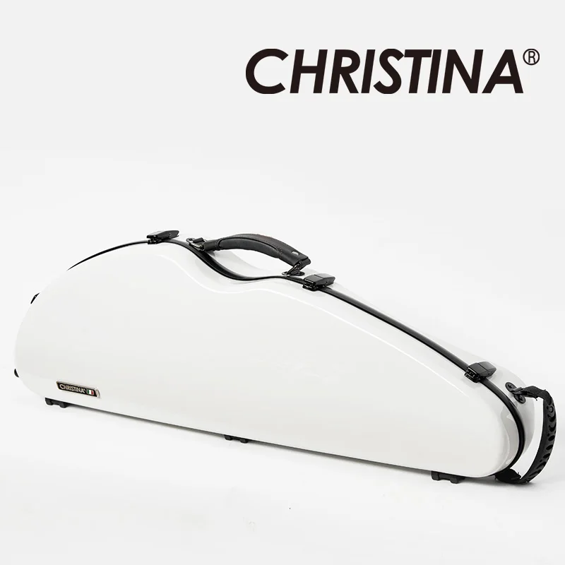 CHRISTINA Violin Case 4/4 Size Widened Triangular Pure White VB06 Lightweight New Composite Materials with Straps