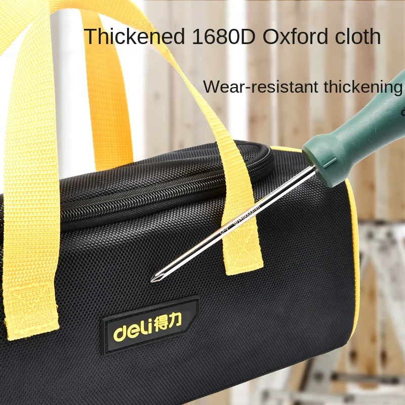 DELI Small Tool Bag 1680D Oxford Professional Electrician Tools Bag Organizer Tool Pouch Waterproof Toolbag Garage Storage