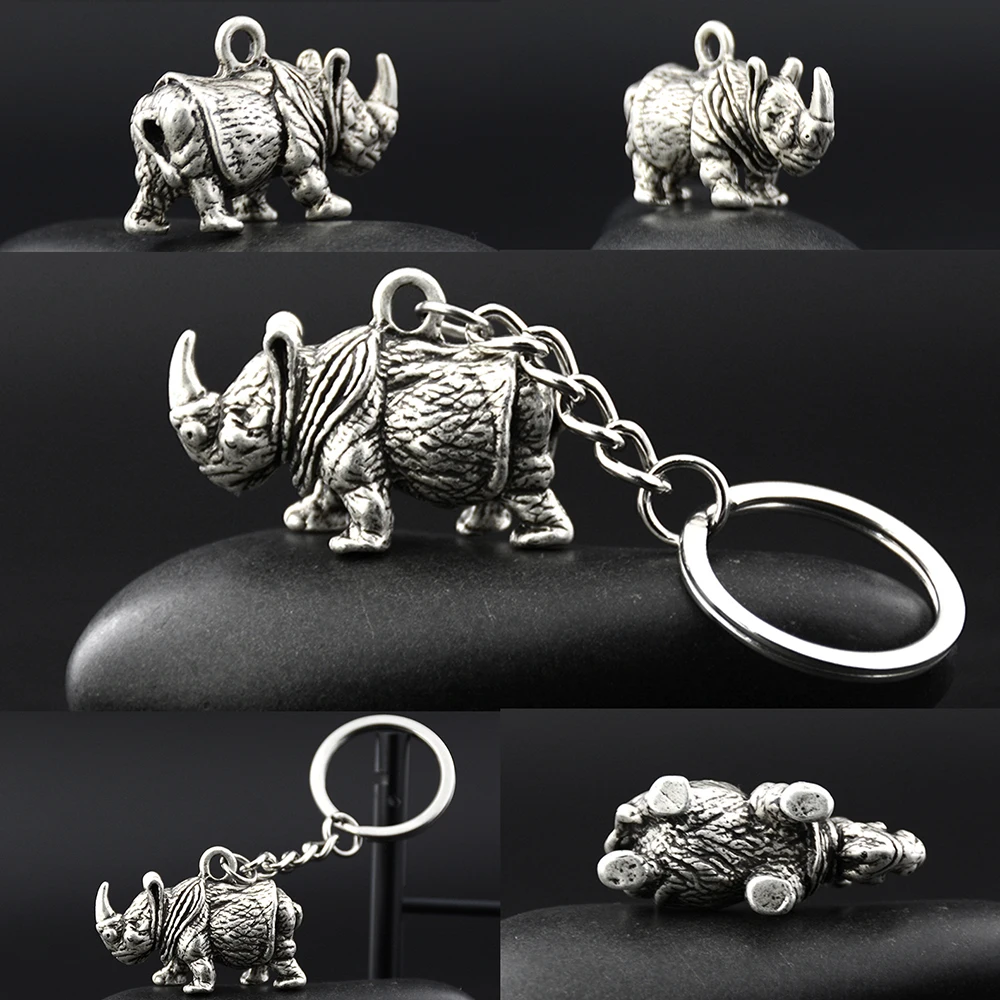 1 Stück 14-Stil Vintage Tiger Ziege Krokodil Nashorn Tier Charm Tasche Schlüsselanhänger Auto Schlüsselanhänger Schlüsselanhänger Schmuck Geschenk für Männer Kinder – Detail 13