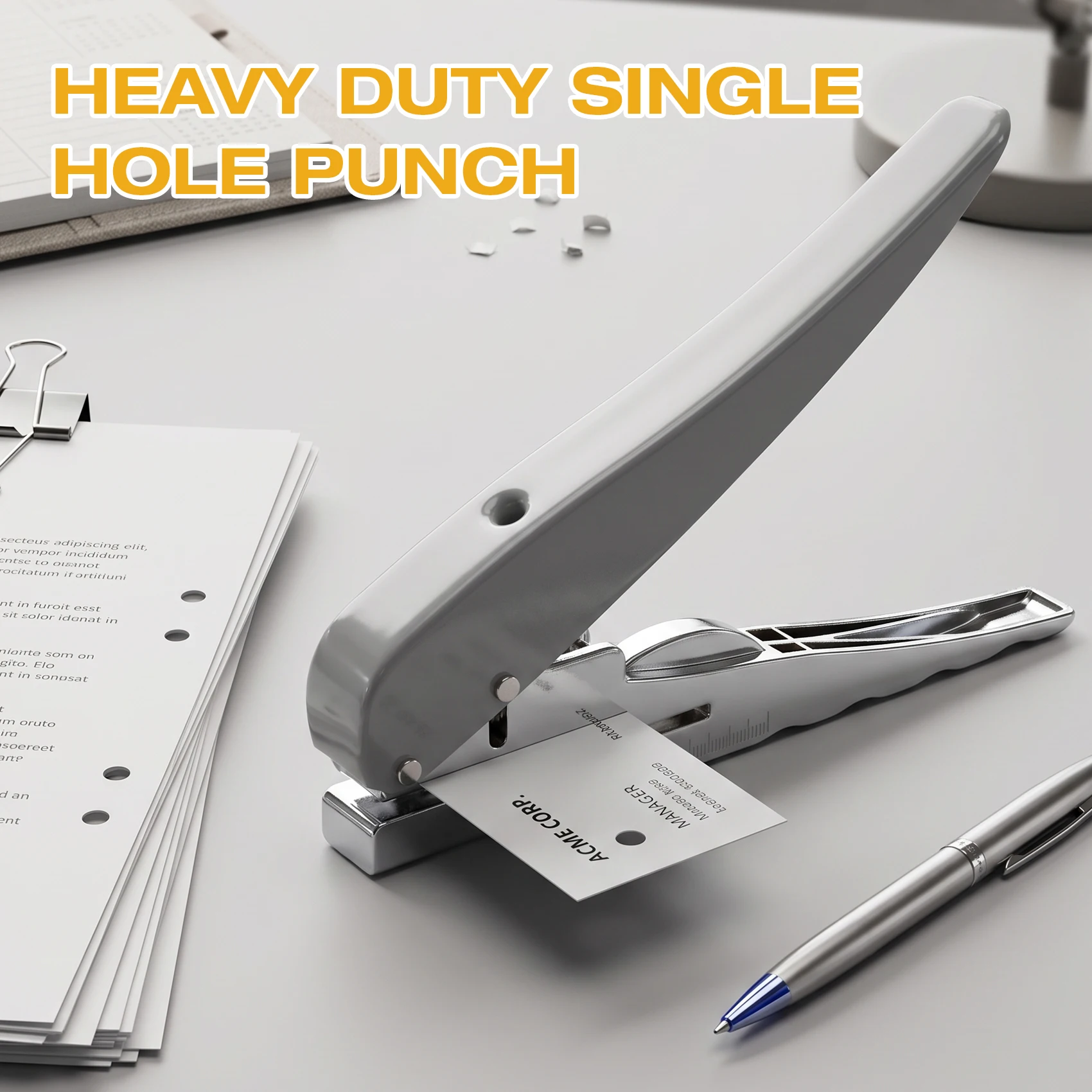 B62B Heavy Duty Single Hole Punch 6MM, 25 Sheets Capacity Paper Puncher for Paper ID PVC Cards Scrapbook, Zinc Alloy