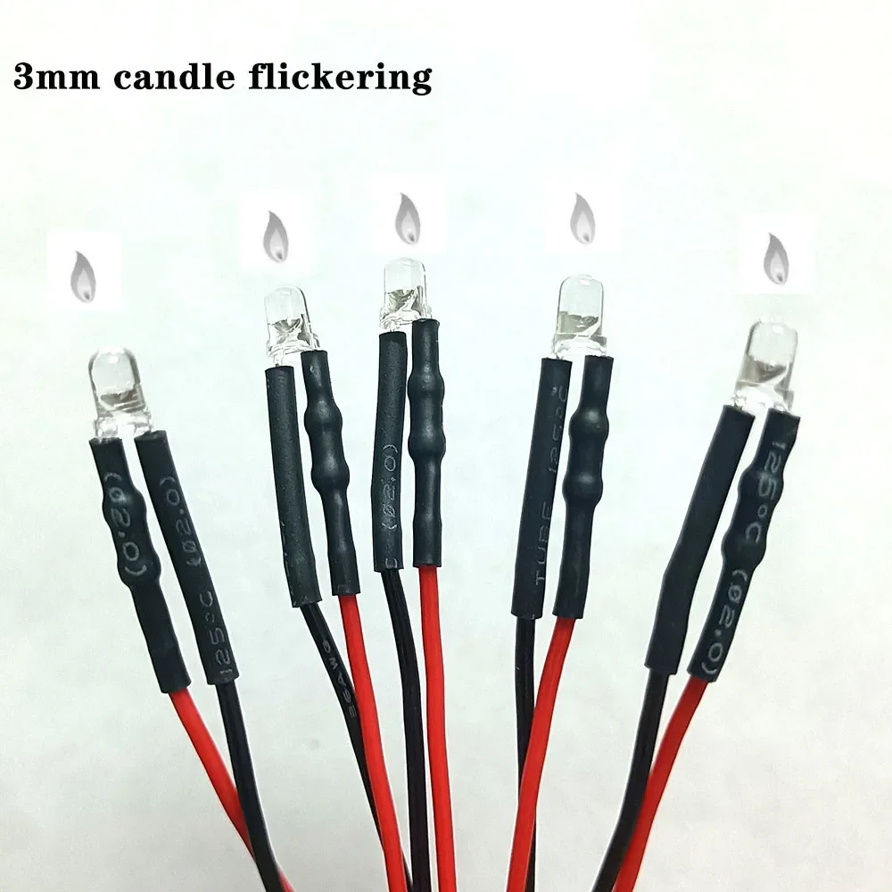 20pcs 3mm 5mm LED Candle Flickering DC5-12V Pre-Wired Water Clear Red Yellow Blue Orange Flicker Light-emitting Diode Lamp Bulb