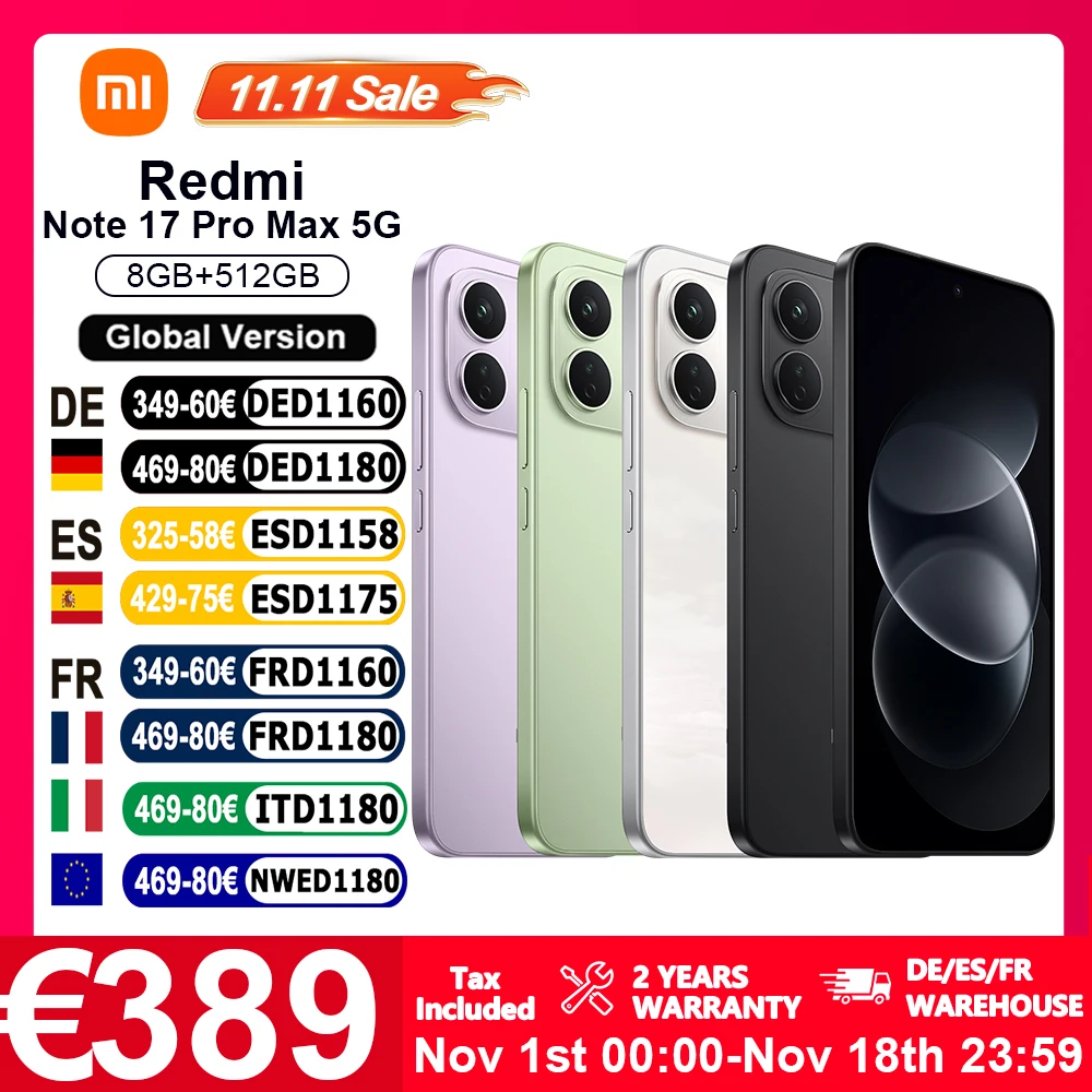 Xiaomi Verde Móvil Redmi Note 17 Pro Max 5G Nfc 6,83" Snapdragon 6 Gen 5 Batería De 9210Mah - 8G Ram 256G Rom Y 8G Ram 512G Rom Versión Es (Cargador No Incluido ) - Imagen 11