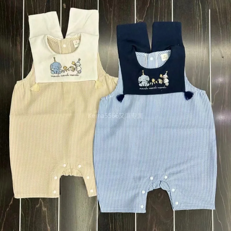 Newbaby Horse Vest Climbing Suit Onesie Baby Embroidered Navy Collar Short Climbing Jersey Sweet Baby Romper