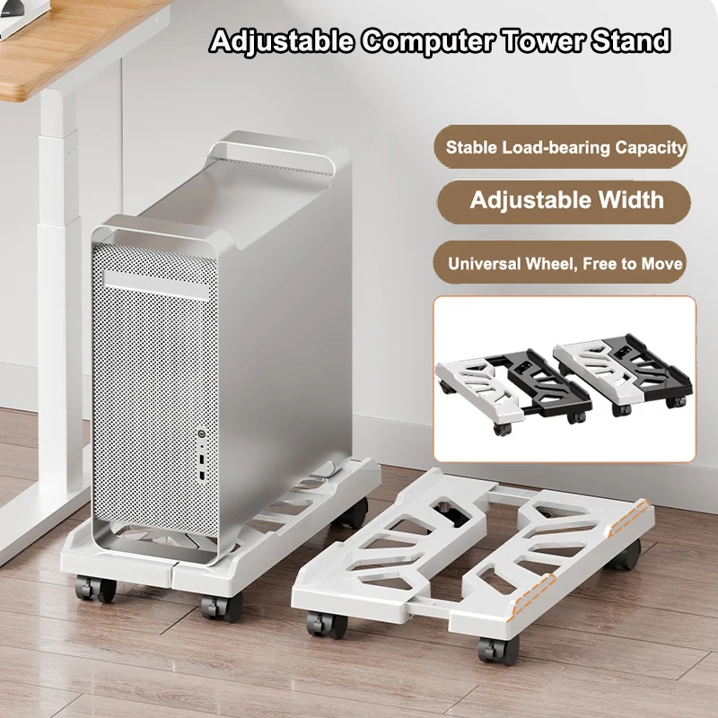 Adjustable Mobile Computer Tower Stand,Ergonomic Design with Rolling Caster Wheels,Fits Most PC Under Desk CPU Holder PC Riser