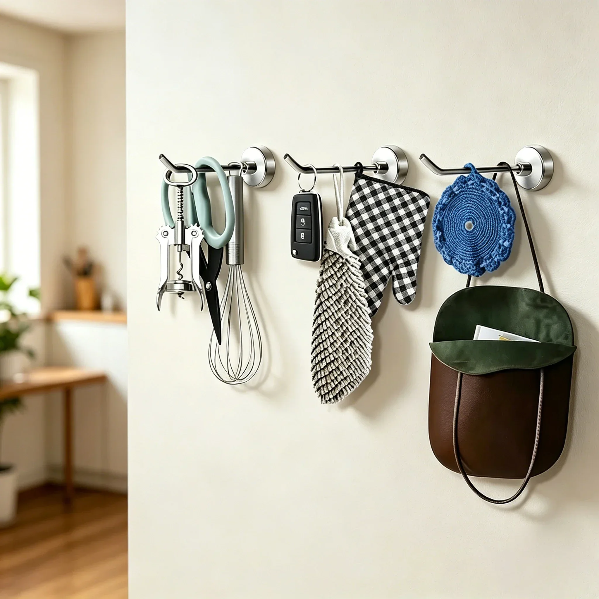 5pcs Heavy Duty Magnetic Hook Large Metal Wall Storage Hanger Cruise Grill Refrigerator Kitchen Garage Home Office