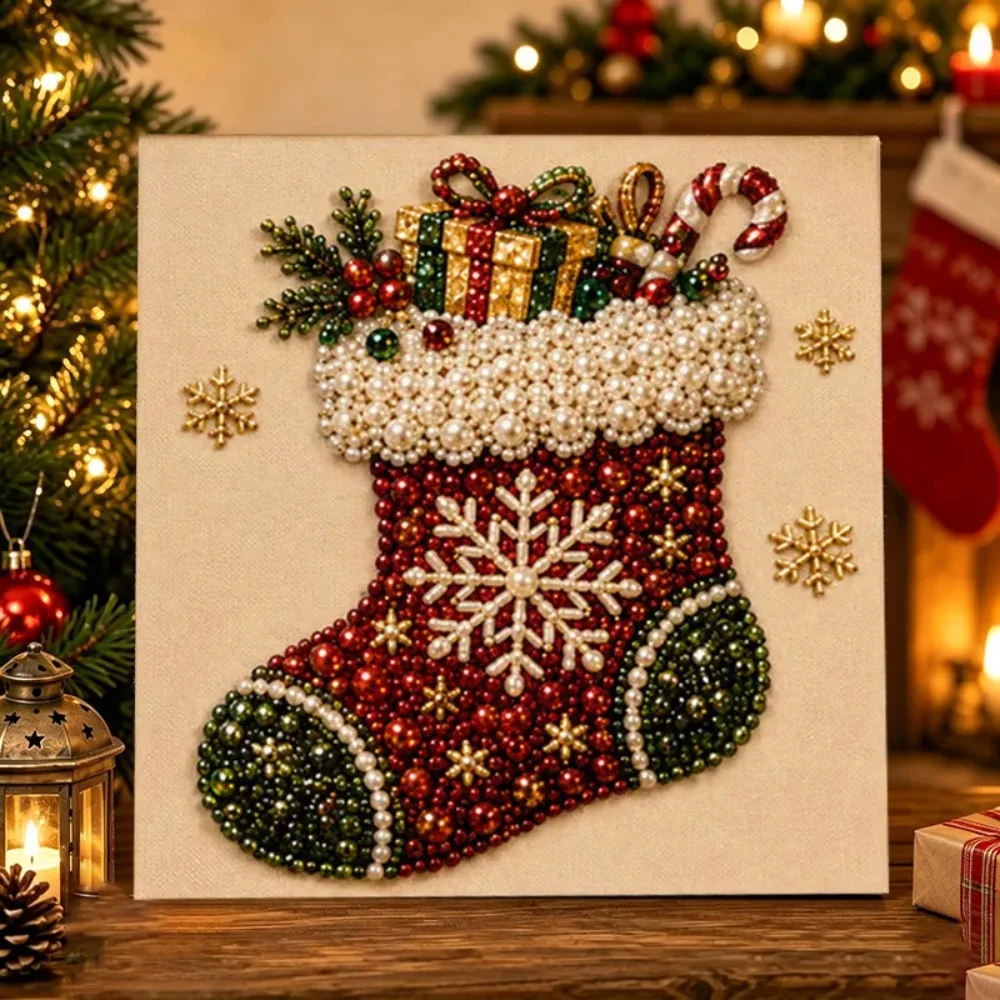 DIY Perlenkunst-Malset Weihnachtsmann-Rahmen Weihnachts-Wanddekoration Handgemachtes Perlenkunst-Bastelset für Erwachsene Weihnachtsgeschenk – Detail 7