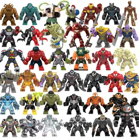 Building blocks, Marvel superheroes, assembled dolls, Spider Man, Iron Man, Venom, Shark, Deadpool, DIY gifts, children's toys