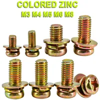 Phillips Round Head Three Combination Screw Color Zinc Plated Carbon Steel Round Head Screw Washer Spring Washer Three Combinate