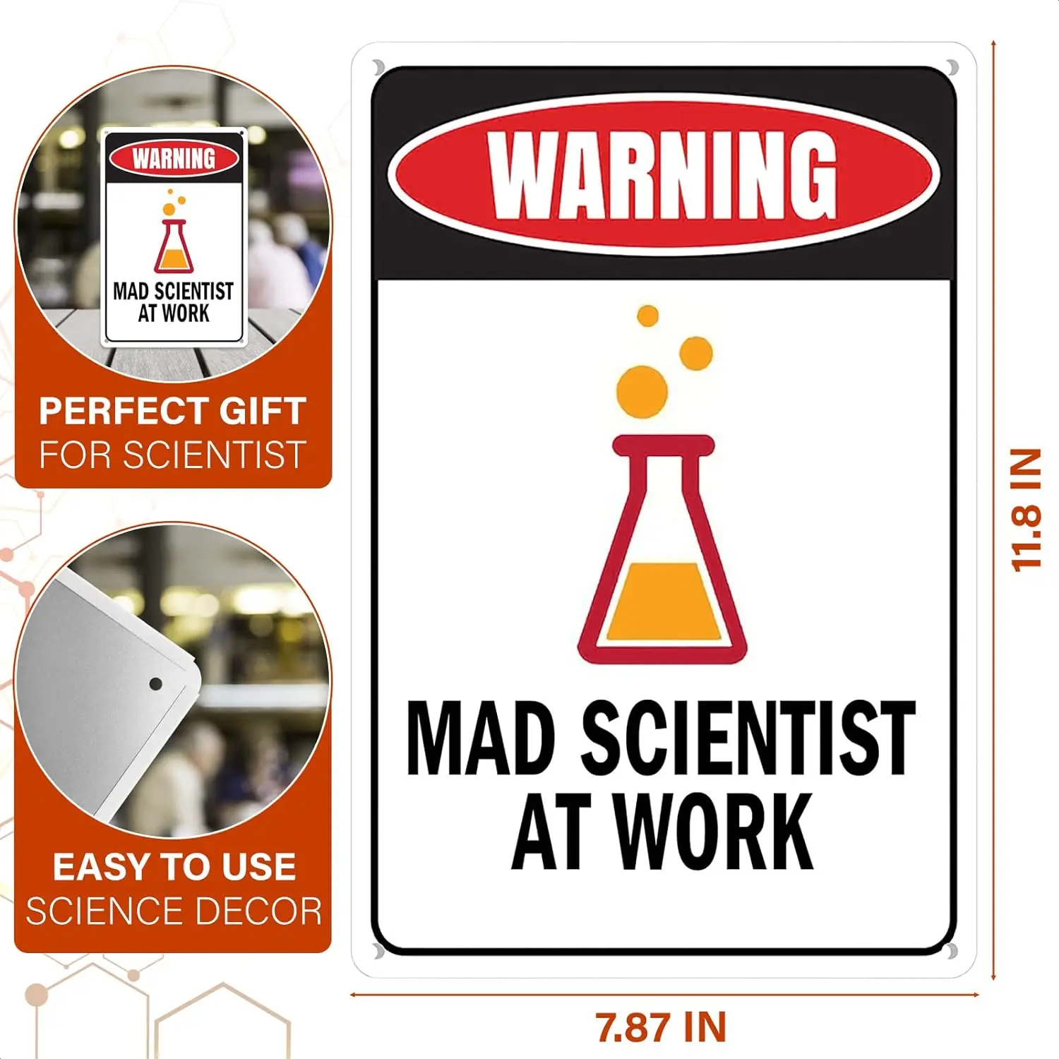 Mad Scientist Home Wall Decor - Mad Scientist Decorations Aluminum Science Gifts - Laboratory Sign Tin Metal Decor Mad Scientist