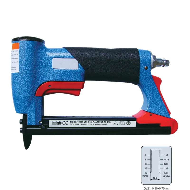 

Pneumatic Air Stapler Nailer Nailing Gun Staple Stapling Machine FS8016-B 1/2" Fine Crown Nail 6-16mm Long Nose Upholstery Sofa