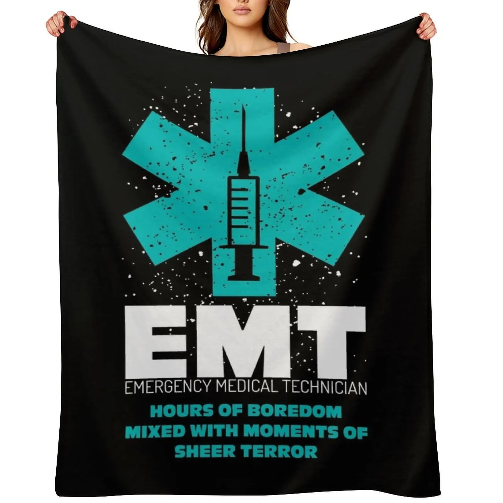 

Emergency Medical Technician EMT First Responder Shirt Throw Blanket warm winter Vintage Soft Plaid Polar Blankets