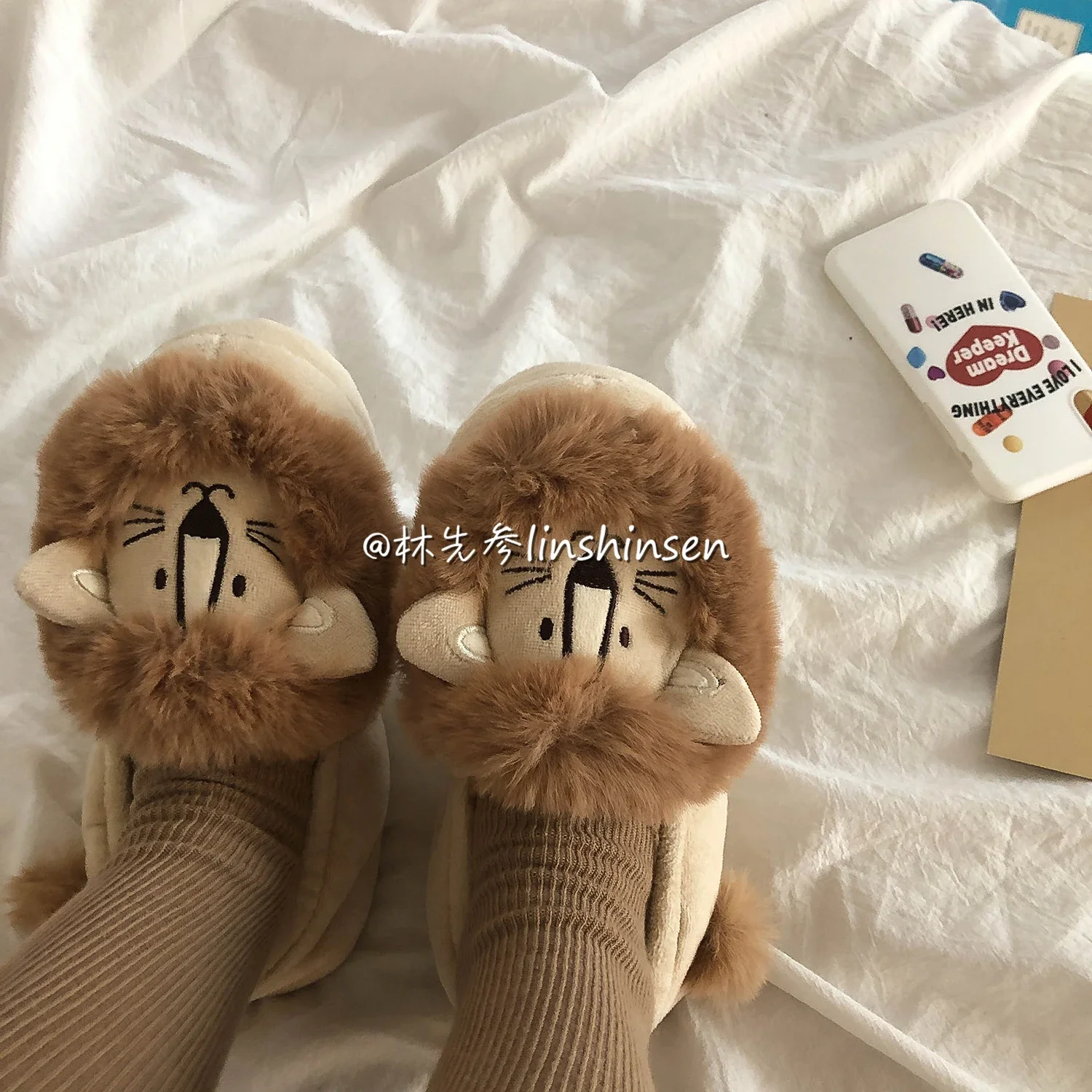 Womens Mens 3D Lion Plush Slippers Winter Warm Indoor Shoes Furry Girls Lovely Cute Plus Size Fur Slides