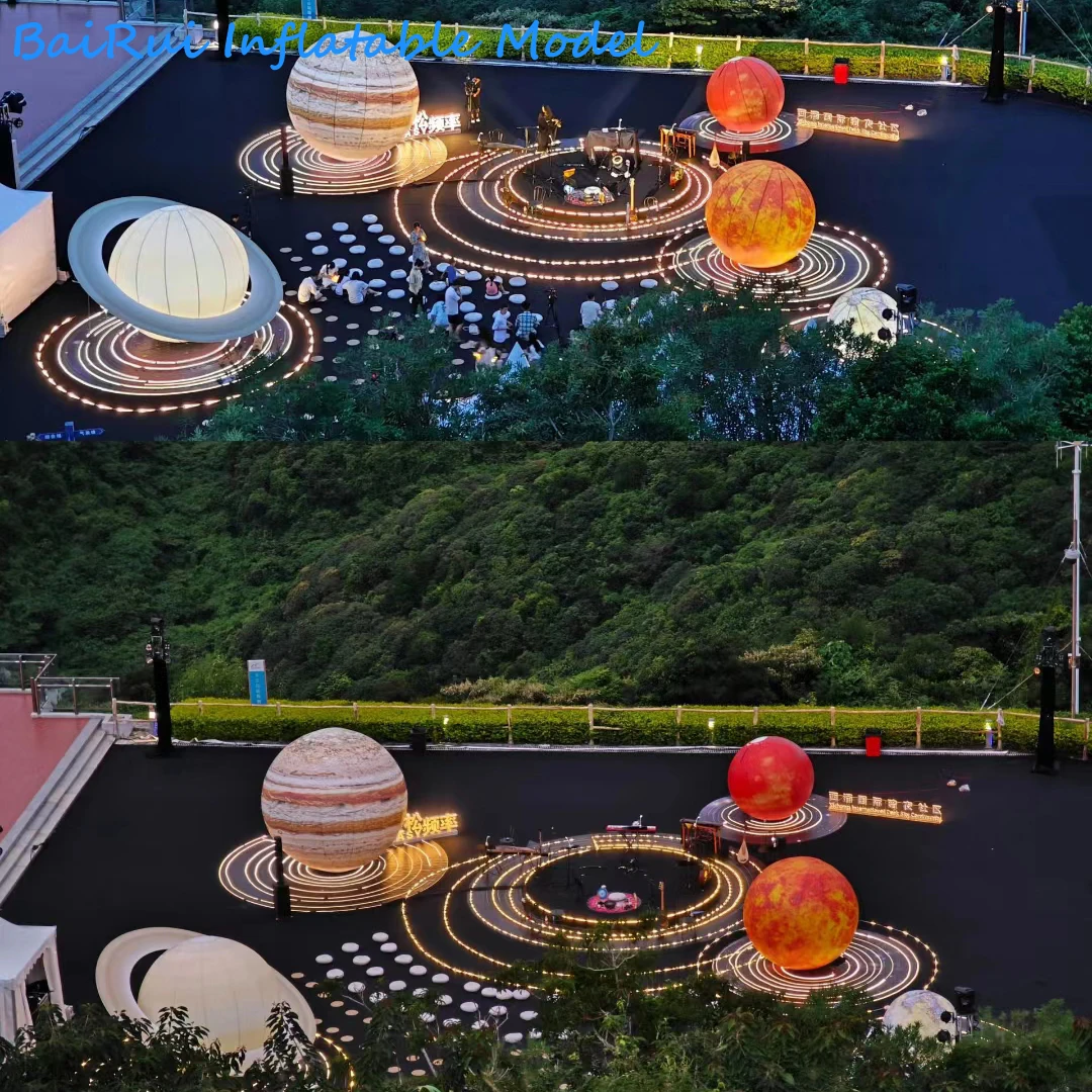 거대한 팽창식 조명 행성 공기 블로우 태양 은하, 백색 LED 조명, 지구 목성, 토성, 금성 이벤트, 무대 장식