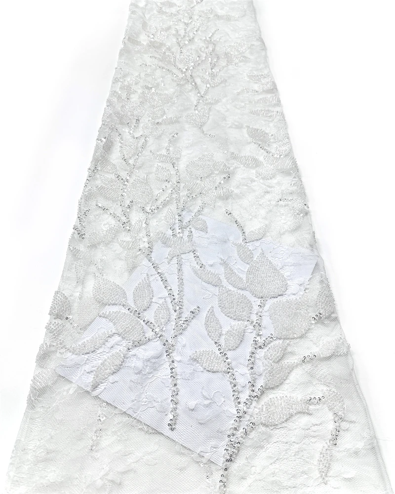 

Африканская 3D вышитая цветочная сетчатая ткань с бусинами и блестками для нигерийских свадебных платьев, одежда, оптовая вышивка