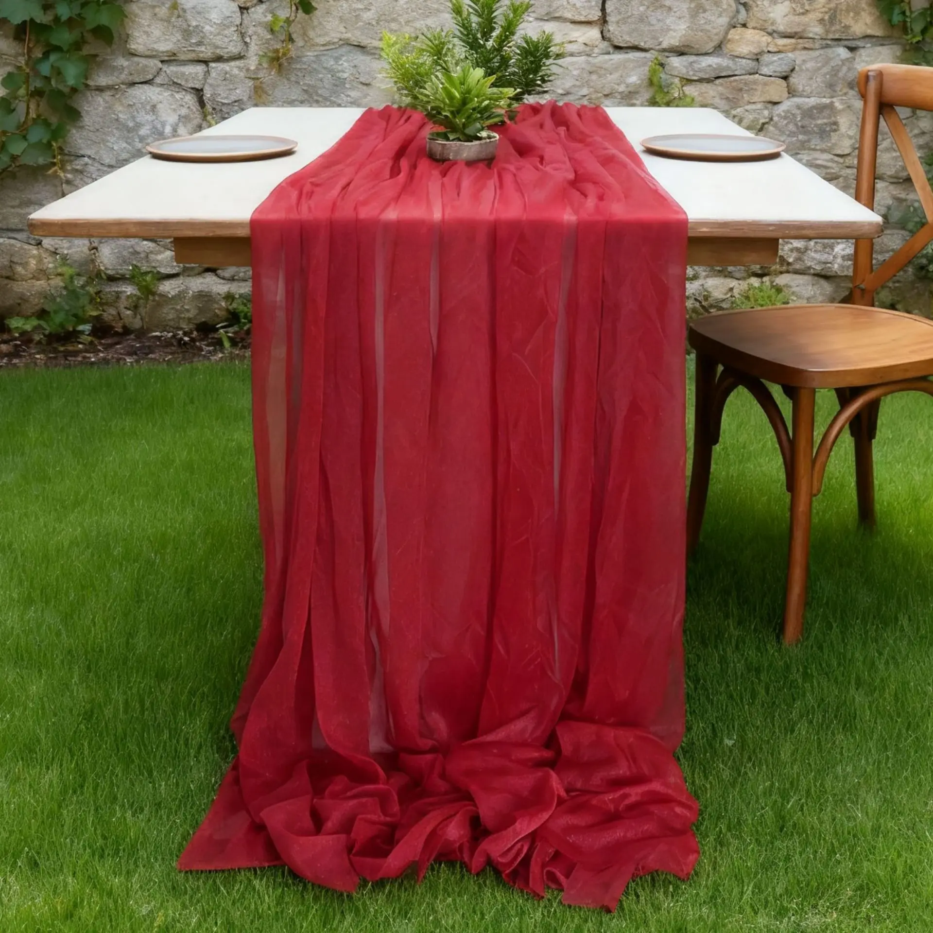 Romantic Organza Table Runner, for Wedding Bridal Shower Arch Draping Fabric , Chiffon Tablecloth, DIY Party Dessert Table Decor