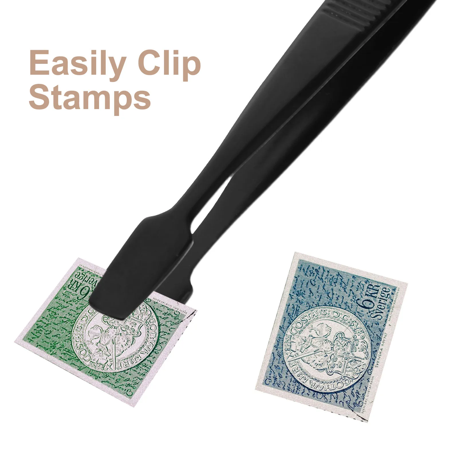 4Pcs Philatelic Stamp Tweezers Straight Tip Black Stainless Steel Smooth Edge Precision Hand Tools for Stamp Collecting Delicate - view 2