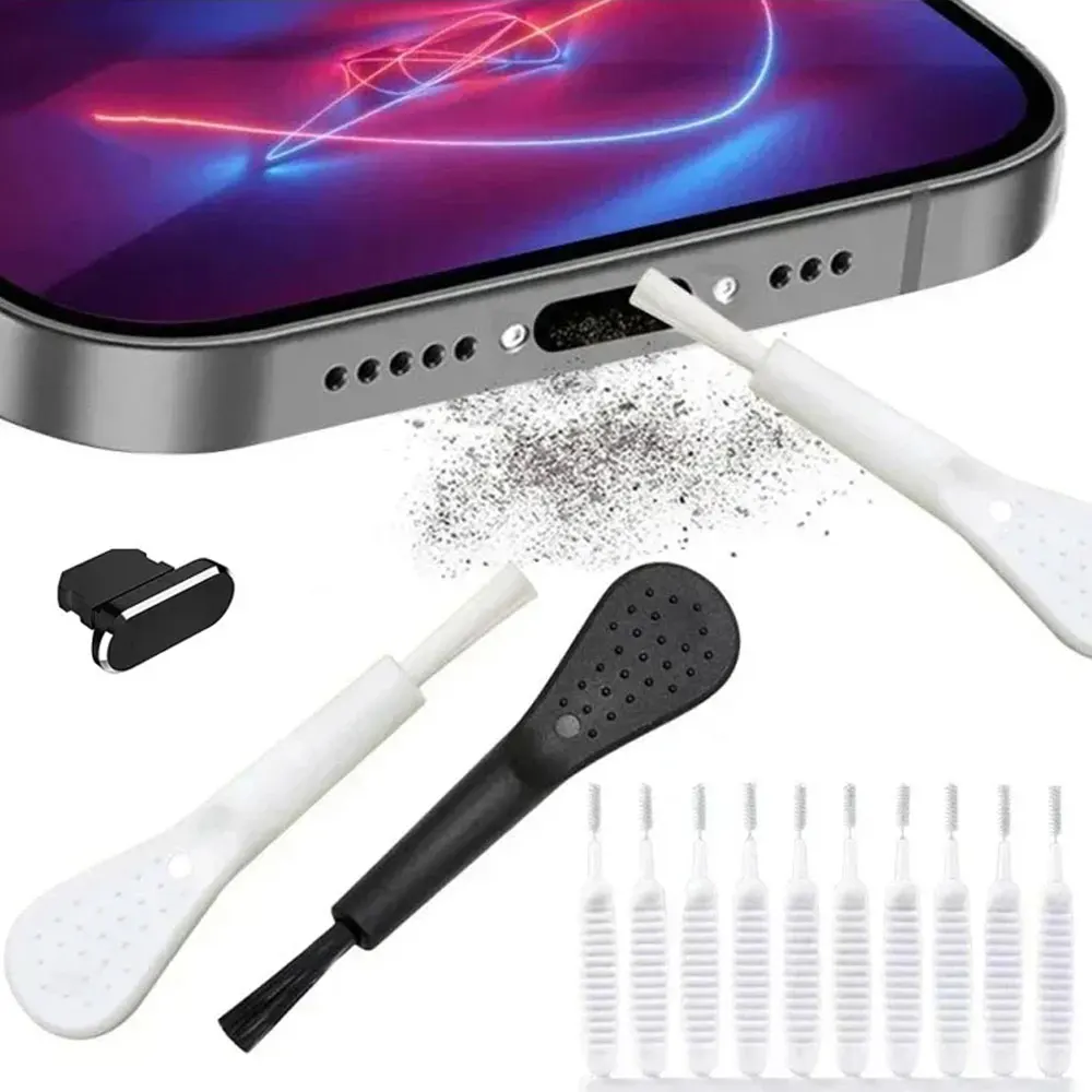 Cell Phone Charging Port Dust Plug with Cleaning Brush for IPhone 14 13 12 8 Pro Max Plus Type C Eearphone IOS Cleaner Set