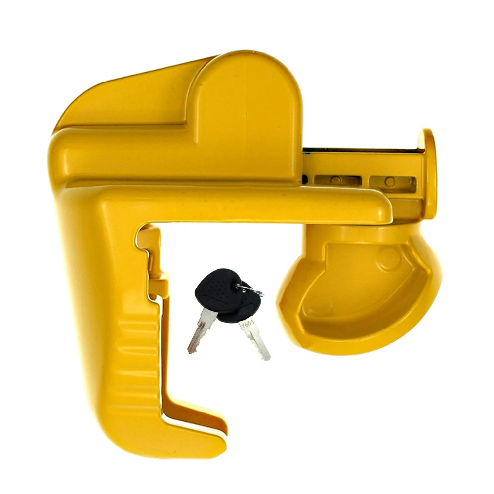 

Yellow Universal Trailer Hitch Lock Anti-Theft Zinc Alloy Coupling Lock with 2 Keys for RV Camper Caravan Towing Security