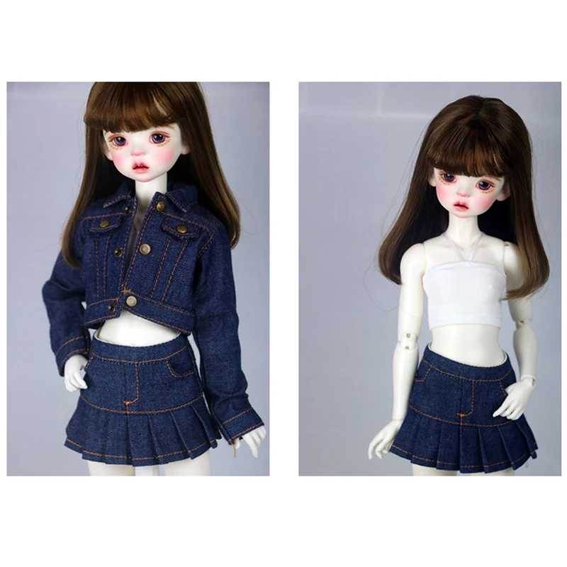 [wamami]  2PCS Denim Suit Coat/Skirt For 1/4 MSD 1/3 DD SD AOD BJD Dolls Dollfie Outfits