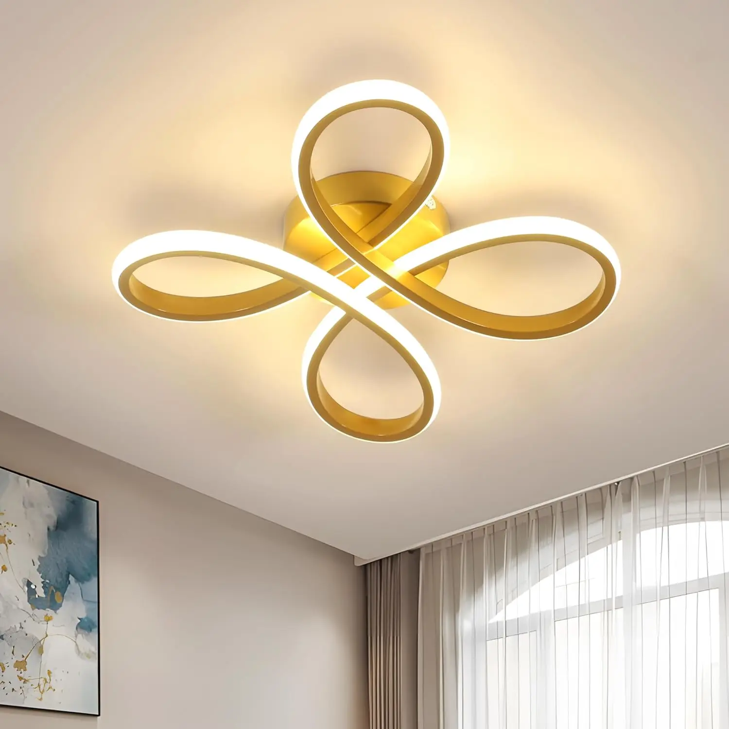 Lampade da Soffitto Creative, Plafoniera Semi-Incasso a Forma di Fiore 30W per Soggiorno, Camera da Letto, Luce Bianca Calda 3000K