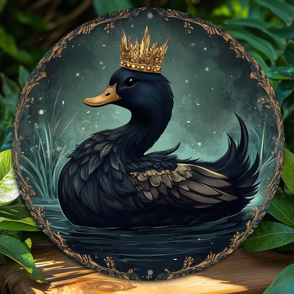

Classic Royal Black Swan Aluminum Wall Sign - 8" Decorative Plaque For Home, Office & Bar, Multipurpose, Weather-Resistant, Pre-