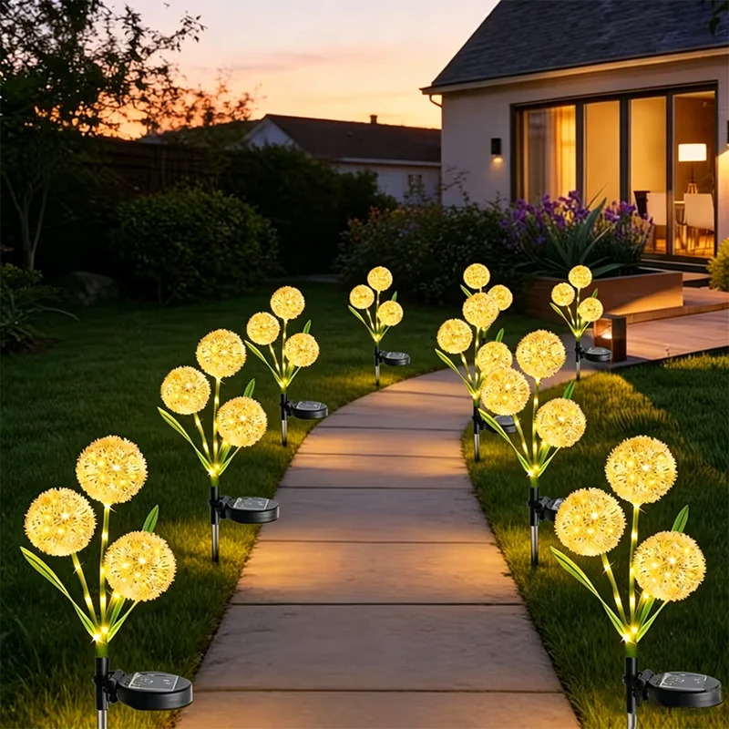 3 Head Solar LED Dandelion Garden Light, Outdoor Waterproof Christmas Festive Suitable for Courtyard,garden,and Landscape Decora